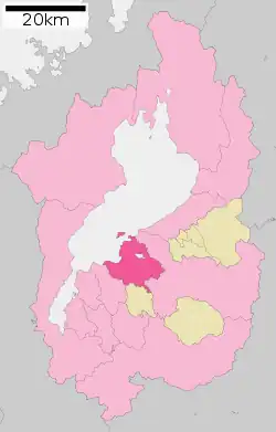 Ōmi-Hachimanin sijainti Shigan prefektuurissa