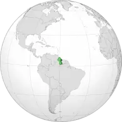 Guyanan sijainti kartalla.