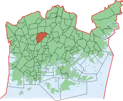 Kaupungin kartta, jossa Patola korostettuna. Helsingin kaupunginosat