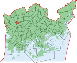 Kaupungin kartta, jossa Pirkkola korostettuna. Helsingin kaupunginosat