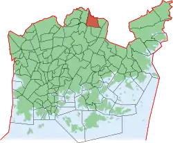 Kaupungin kartta, jossa Puistola korostettuna. Helsingin kaupunginosat