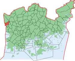 Kaupungin kartta, jossa Reimarla korostettuna. Helsingin kaupunginosat