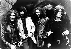 Black Sabbath esikoisalbuminsa Black Sabbath mainoskuvassa vuonna 1970.