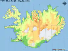 Selfossin sijainti Islannissa