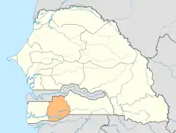 Sédhioun alue Senegalin kartalla.