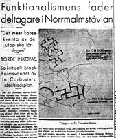 Svenska Dagbladetin kommentti Le Corbusier'n ehdotuksesta 23. joulukuuta 1933.