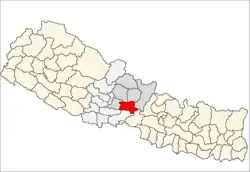 Tanahun piirikunnan sijainti Nepalissa.