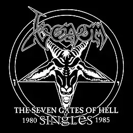 Kokoelmalevyn The Seven Gates of HellSingles 1980–1985 kansikuva