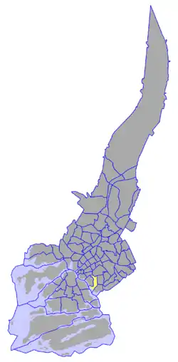 Kaupungin kartta, jossa Ispoinen korostettuna. Turun kaupunginosat