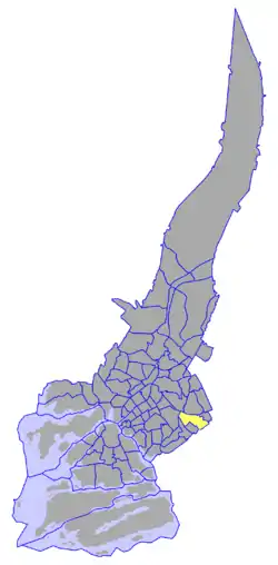 Kaupungin kartta, jossa Lauste korostettuna. Turun kaupunginosat