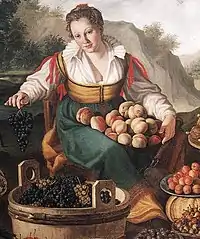 Hedelmämyyjä (yksityiskohta), 1580, öljy kankaalle, Pinacoteca di Brera, Milano.