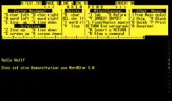 WordStar 3.0 CP/M-emulaattorissa.