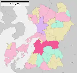 Yatsushiron sijainti Kumamoton prefektuurissa