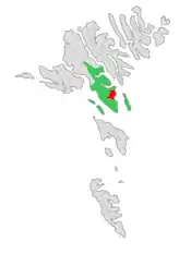 Kort av Føroyum, har Tórshavn er merkt