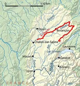 Localisacion du cors du Dubs(mapa en francês).