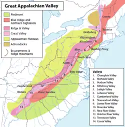 Regiuunen an däälen faan a Appalachen