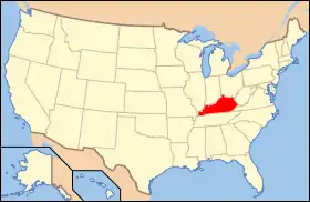 Map of the U.S. with Kentucky highlighted