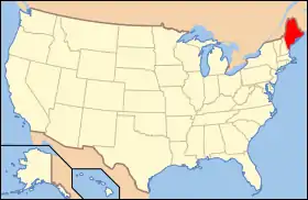 Map of the U.S. with Maine highlighted