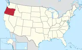 Map of the U.S. with Oregon highlighted