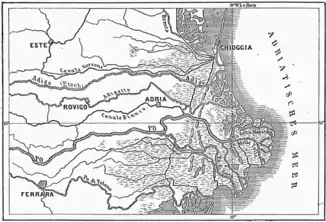 e historeschi Charte vom Podelta us Meyers Konversationslexikon 1888