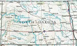 Geographischi Charte vo Nord-Dakota