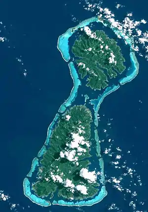 Satelliteufnaam vo Raiatea (unde) und Tahaa