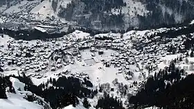 Wengen im Winter vom Männlichen aus gesehen