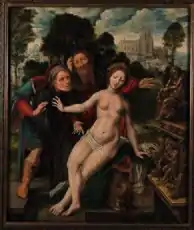 Jan Matsys（英语：）所繪的《蘇撒拿和長老》，目前在菲布斯基金會（英语：）