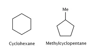 Images of cyclohexane and methylcyclopentane.