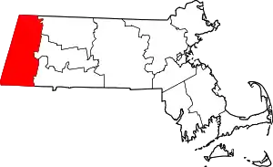 Map of Massachusetts highlighting Berkshire County