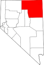 Map of Nevada highlighting Elko County