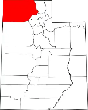 Map of Utah highlighting Box Elder County