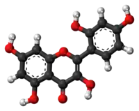 Ball-and-stick model of the morin molecule